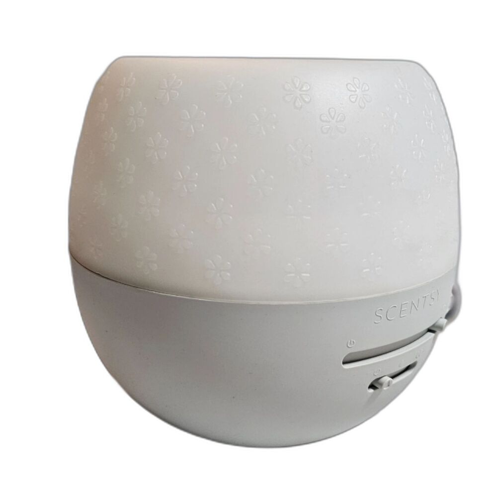 Scentsy Fleur-Gray Deluxe Diffuser EUC 450mL Reservoir 8 Light Modes